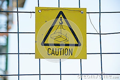 Caution sign at a construction site Stock Photo