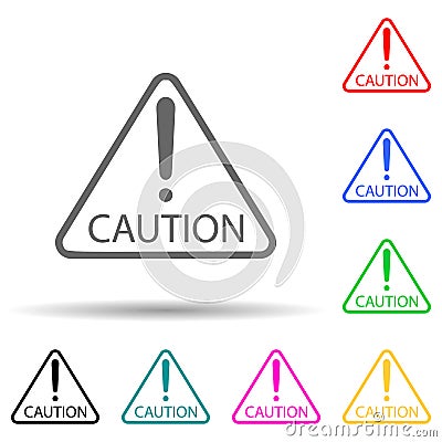 caution sign multi color style icon. Simple glyph, flat vector of warning signs icons for ui and ux, website or mobile application Stock Photo