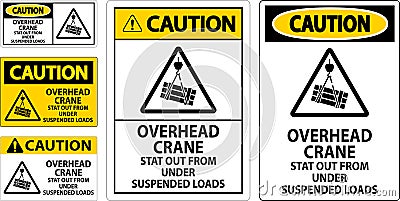 Caution Sign, Overhead Crane Suspended Loads Vector Illustration