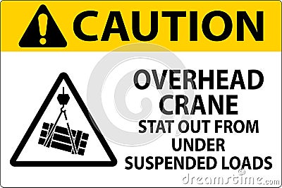 Caution Sign, Overhead Crane Suspended Loads Vector Illustration