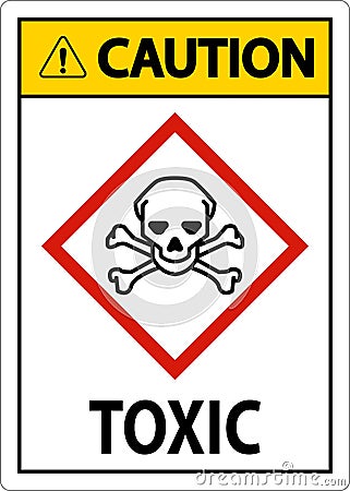 Caution Toxic GHS Sign On White Background Vector Illustration