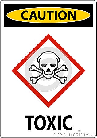 Caution Toxic GHS Sign On White Background Vector Illustration