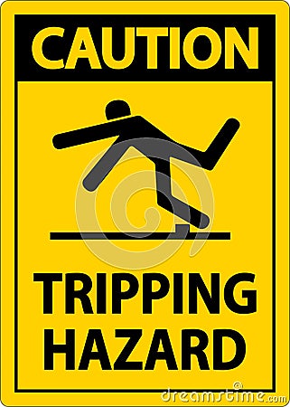 Caution Tripping Hazard Sign On White Background Vector Illustration