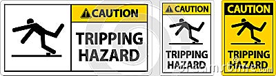 Caution Tripping Hazard Sign On White Background Vector Illustration