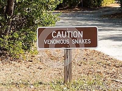 Caution Venomous Snakes Warning Sign Stock Photo