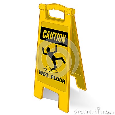 Caution wet floor sign Vector Illustration