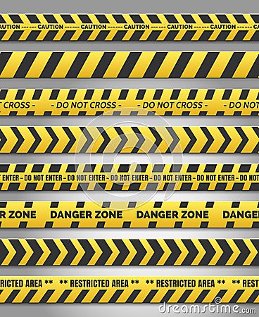 Caution yelow tape set Vector Illustration