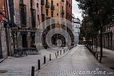 Cava of San Miguel Street in Central Madrid Editorial Stock Photo