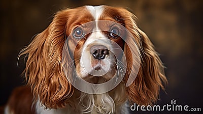 The Cavalier King Charles Spaniel's portrait radiates sweetness, capturing the breed's gentle expre Stock Photo