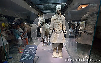 Cavalryman with his saddled war-horse Editorial Stock Photo