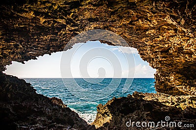 Cave in Barbados, Caribbean island. Stock Photo