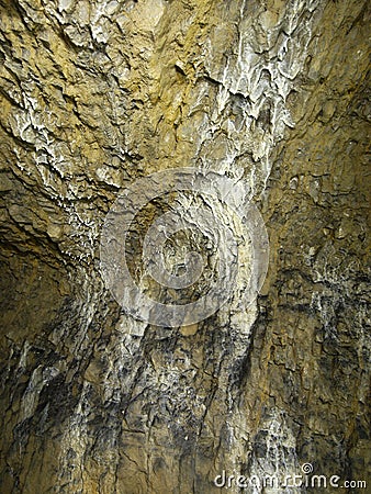 Cave ceiling and small stalactites Stock Photo