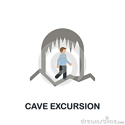 Cave Excursion flat icon. Colored sign from excursions collection. Creative Cave Excursion icon illustration for web Vector Illustration