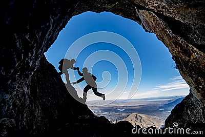 Cave exploration adventure Stock Photo