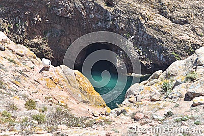 Cave at fort of sao joao baptista on berlengas island Stock Photo