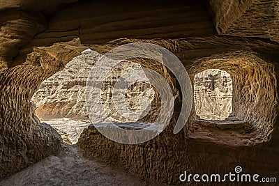 Cave in Guge Dynasty Relics Scenic Area in Zhada County, Ali Prefecture, Tibet, China Stock Photo