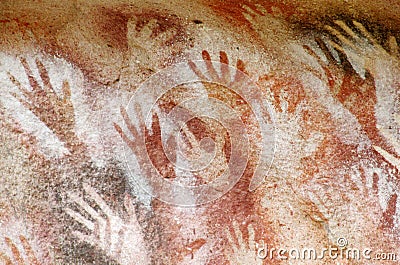 Cave with hand prints, cueva de las manos Stock Photo