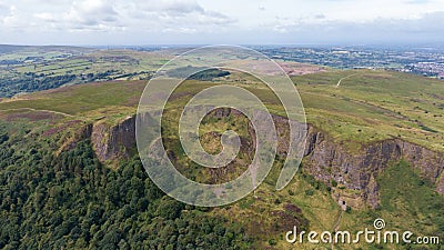 Cave Hill Belfast, Northern ireland. Aerial view on Cliffs. mountains and City Stock Photo