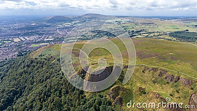 Cave Hill Belfast, Northern ireland. Aerial view on Cliffs. mountains and City Stock Photo