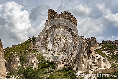 Cave houses in Goreme, Nevsehir, Capadoccia, Anatolia, Turkey, Asia Stock Photo