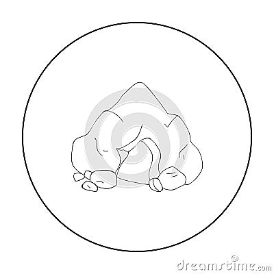 Cave icon in outline style isolated on white background. Stone age symbol stock vector illustration. Vector Illustration