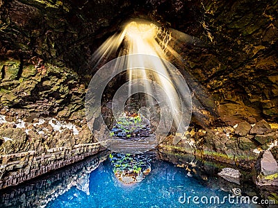 Cave Jameos del Agua, natural cave and pool Stock Photo
