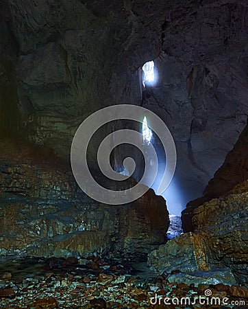 Cave in the limestone mountains Stock Photo