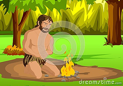 Cave man Stock Photo