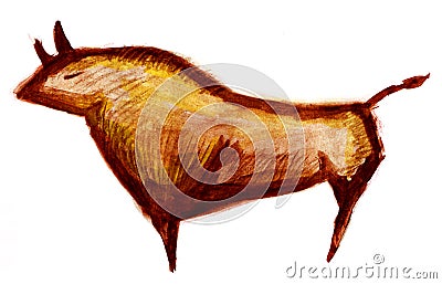 Cave painting bull Stock Photo