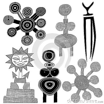 Cave painting - primitive art - vector Vector Illustration