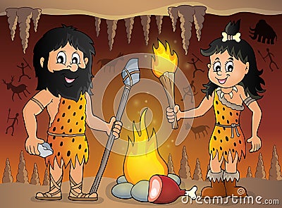 Cave people theme image 1 Vector Illustration