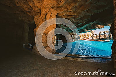 Cave pool of a hotel in Hurghada, Egypt. Editorial Stock Photo