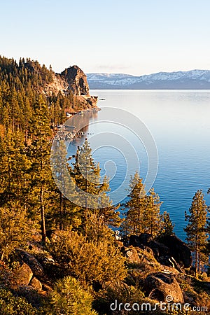 Cave rock in sunset Stock Photo