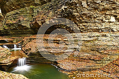 Cave waterfall at Watkins Glen state park Stock Photo