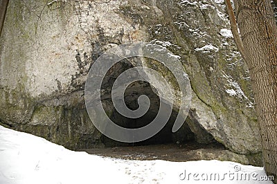 Cave at winter Stock Photo
