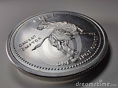 Caveat Emptor Bull and Bear Fine Silver Round - V1 Stock Photo