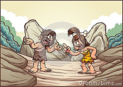 Caveman couple Vector Illustration