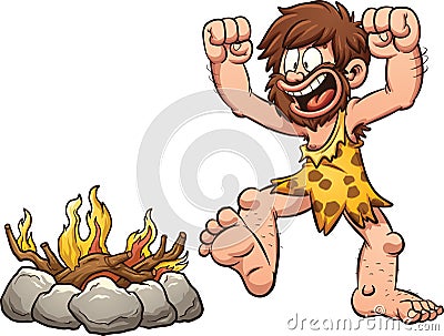 Caveman fire Vector Illustration