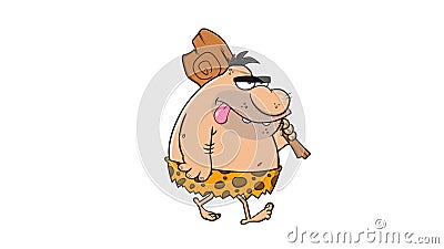 Caveman Funny Cartoon Character with Club Walking Stock Video - Video of  crude, ancient: 192815065
