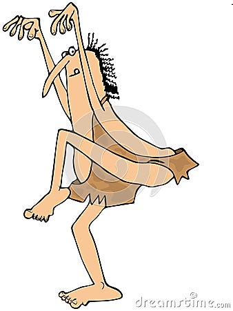 Caveman karate stance Cartoon Illustration