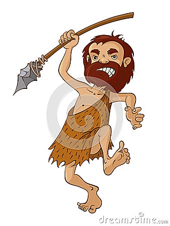 Caveman with spear Vector Illustration