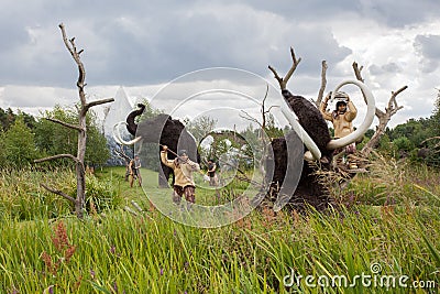 Cavemen hunt Editorial Stock Photo