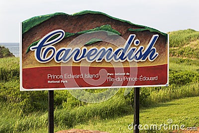 Cavendish area sign in Prince Edward Island National Park Editorial Stock Photo