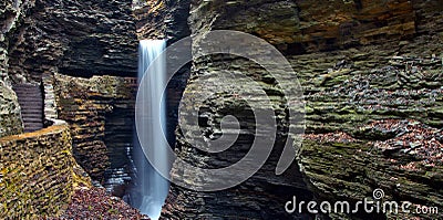 Cavern Waterfall in Watkins Glen State Park Stock Photo