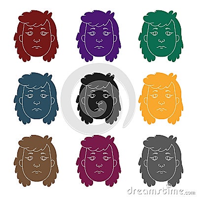 Cavewoman face icon in black style isolated on white background. Stone age symbol stock vector illustration. Vector Illustration