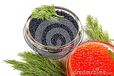 Caviar with dill Stock Photo