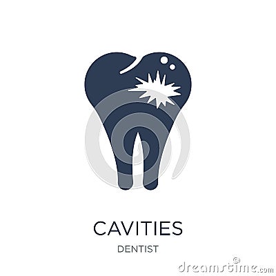 Cavities icon. Trendy flat vector Cavities icon on white background from Dentist collection Vector Illustration