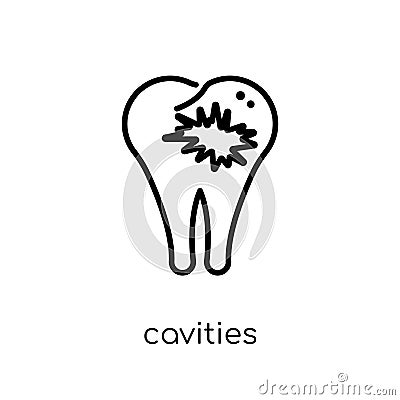 Cavities icon. Trendy modern flat linear vector Cavities icon on Vector Illustration