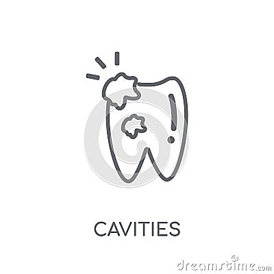 Cavities linear icon. Modern outline Cavities logo concept on wh Vector Illustration