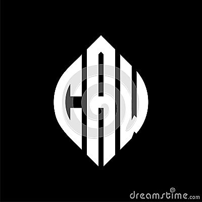 CAW circle letter logo design with circle and ellipse shape. CAW ellipse letters with typographic style. The three initials form a Vector Illustration